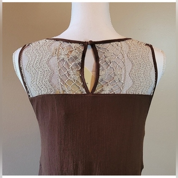 New Large  A’reve Dress in Brown w/ Cream Crochet & Lace - Picture 11 of 13